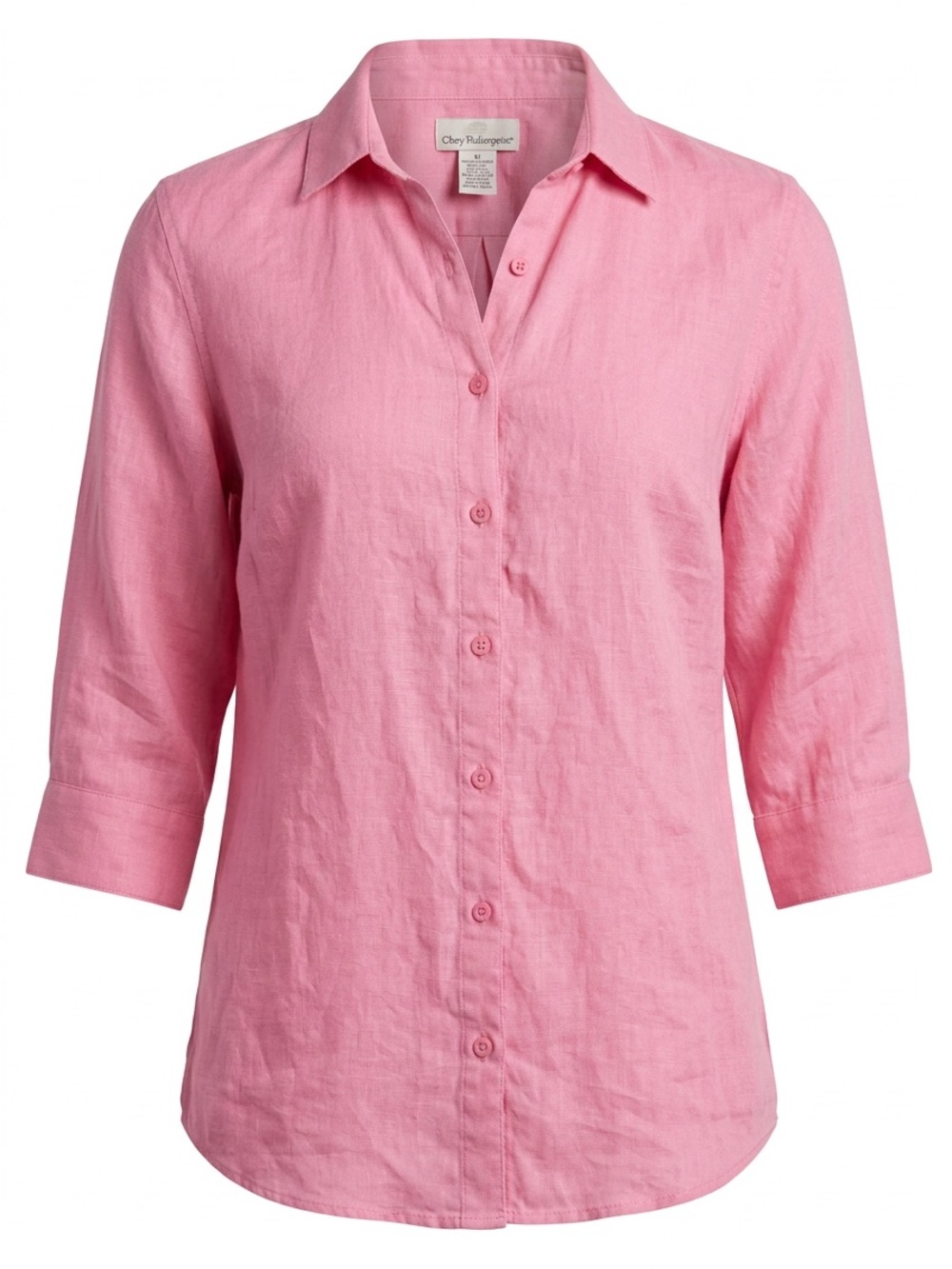 Jones New York Pink Linen-Blend Button Front Shirt